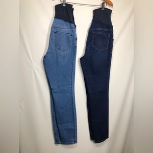 2pair Old Navy Maternity Skinny Jeans Women 6  Dark Wash Full Panel